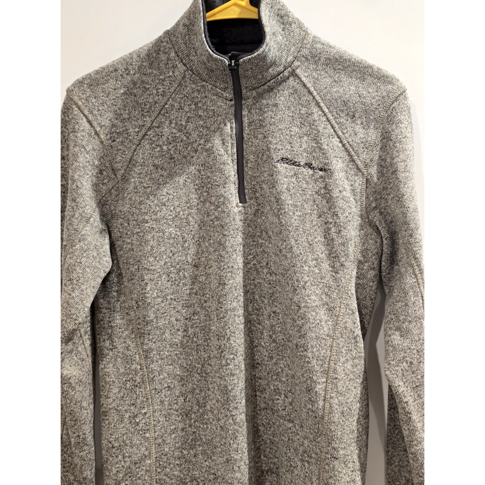 Eddie Bauer Men’s Light Grey 1/4 Zip Long Sleeve Pullover Fleece Sweater Small